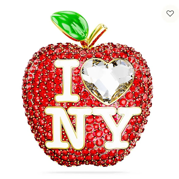 Swarovski LOVE NY Tack Pin. Red, Gold-tone plated. Locking Clasp. NWT